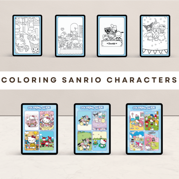 100 PAGES SANRIO CHARACTERS COLORING BOOK | HELLO KITTY KUROMI MY MELODY CINNAMOROLL | PRINTABLE